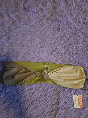 Freepeople Twist Front Bandeau Bikini Top in Lime Green & Pale Yellow